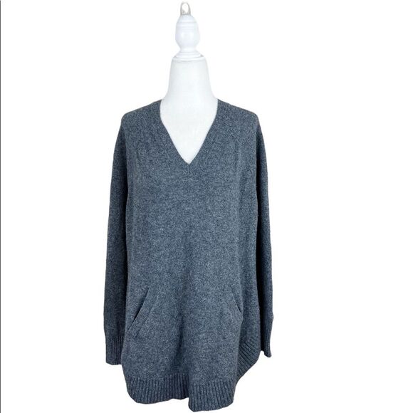Saks Fifth Avenue Gray Cashmere Pullover Pocket - Picture 1 of 8